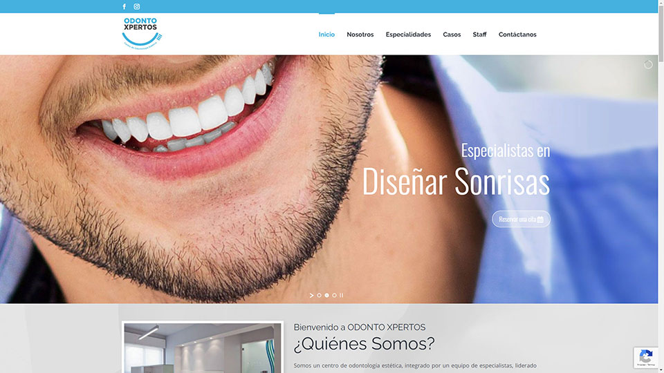 Captura de pantalla de la web odontoxpertos.com