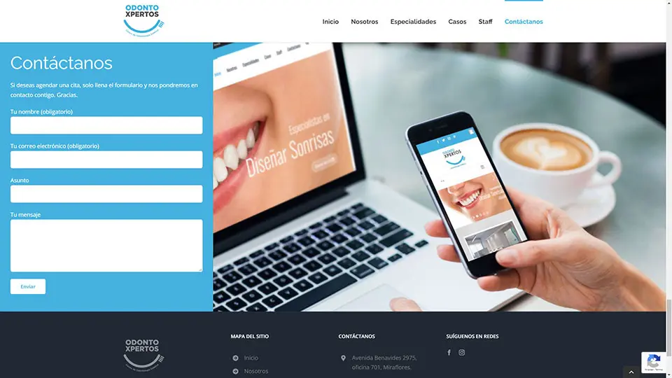 Captura de pantalla de la web odontoxpertos.com
