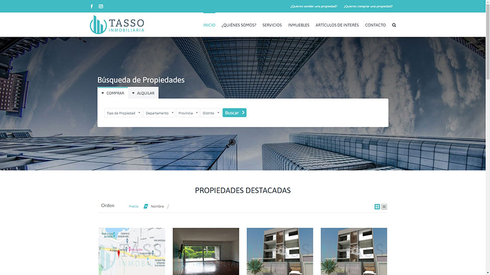 Captura de pantalla de la web tassoinmobiliaria.com