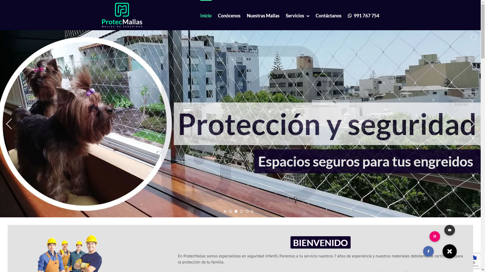 Captura de pantalla de la web protecmallas.com